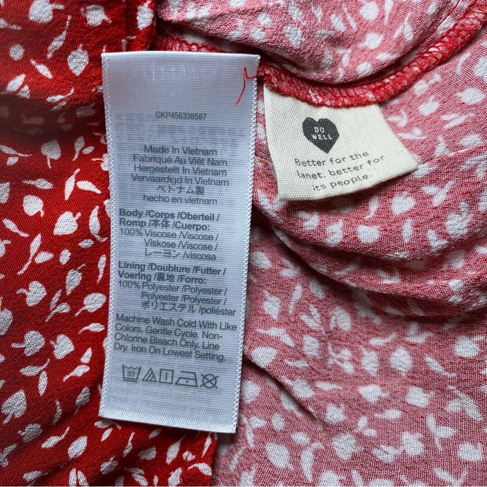 Madewell Red Floral Patterned Women's Long Sleeve Top Blouse, Oversized - Picture 8 of 11
